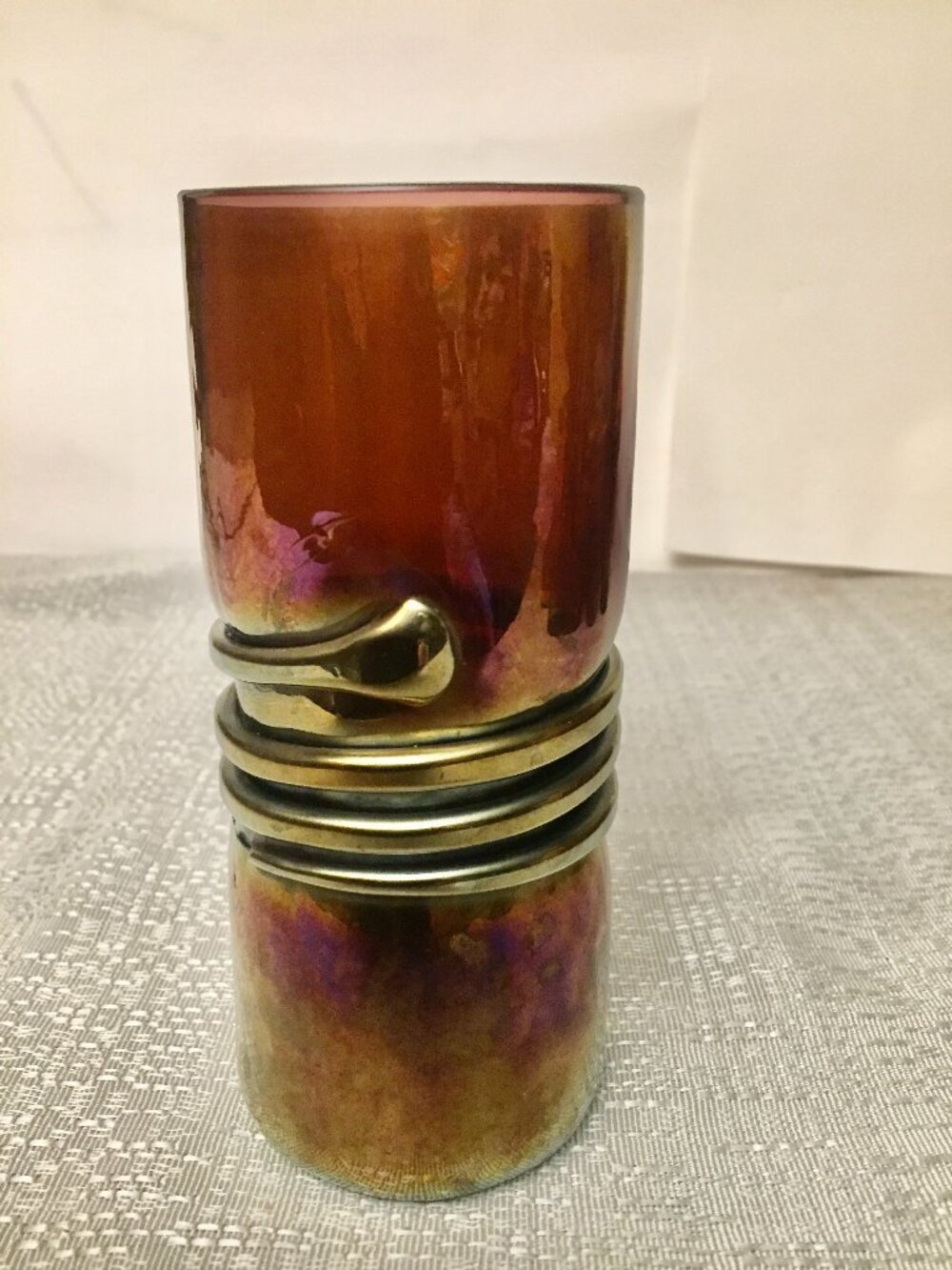 Esteban Prieto Art Glass Iridescent Purple Tumbler